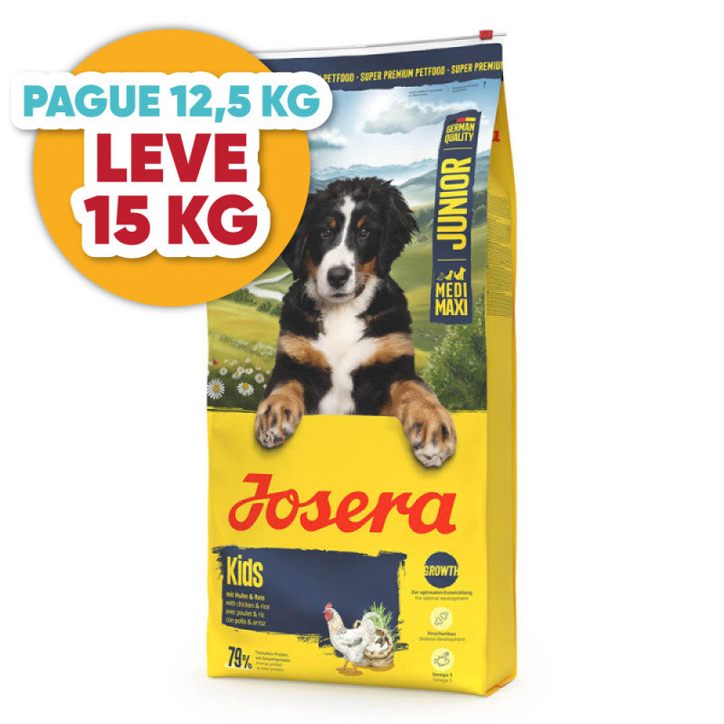 Josera Medi Maxi Kids - Ração Seca para Puppy Médio/Grande - Frango e Arroz 15 kg ( TEMPO LIMITADO)