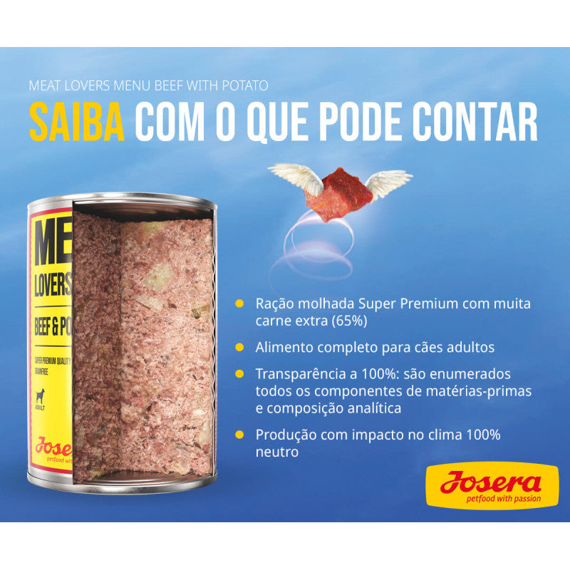 Josera Meat Lovers - Alimento húmido Menu carne de vaca e batata [6x400gr]