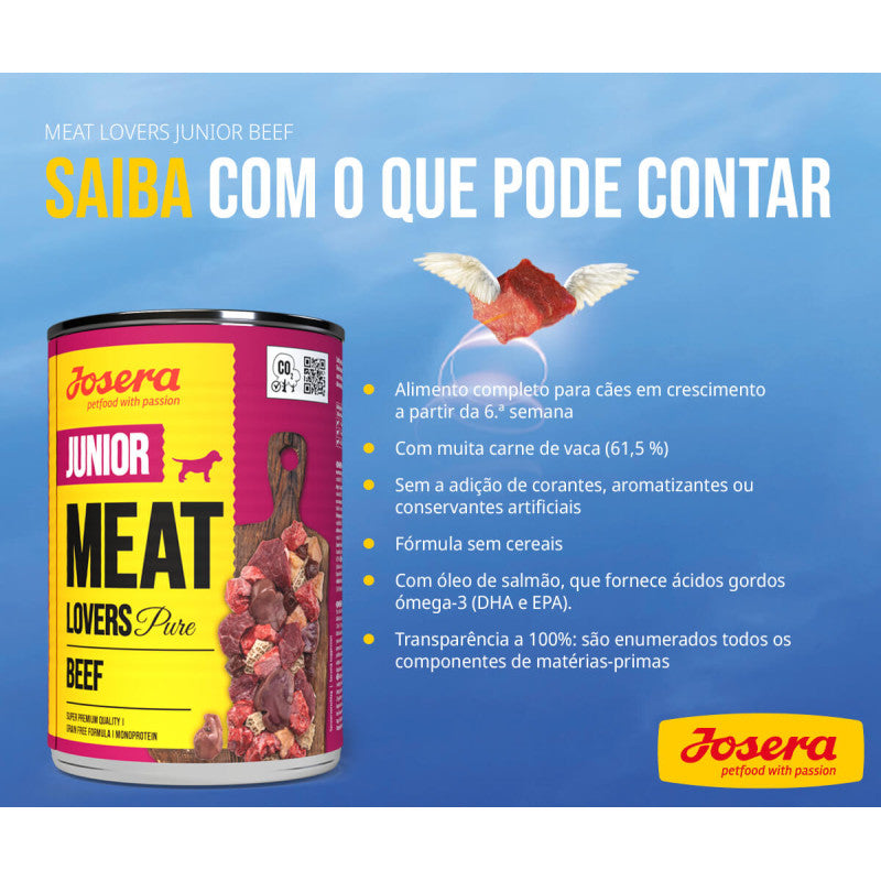 Josera Meat Lovers - Alimento húmido com Carne 100% de Vaca para Cachorros [6x400gr]