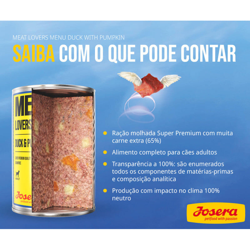 Josera Meat Lovers - Alimento húmido Menu pato com abóbora[6x400gr]