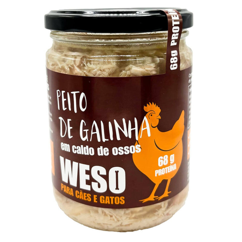 Weso - Peito de frango em caldo de ossos para cão e gato[6x400gr]