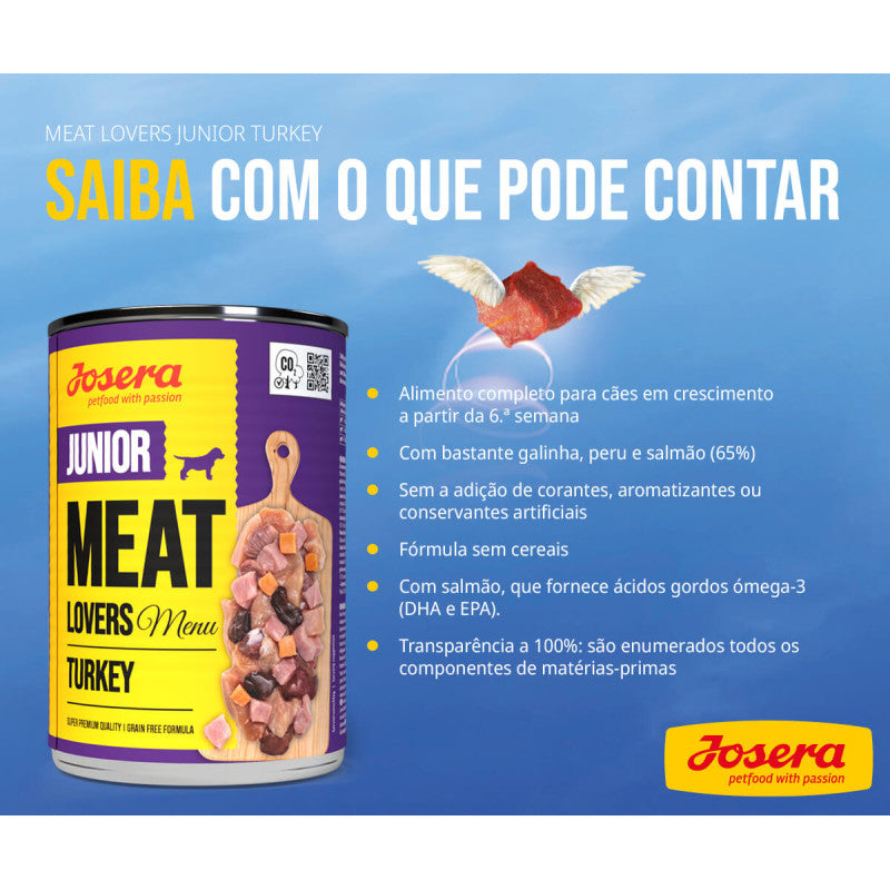 Josera Meat Lovers - Alimento húmido de Frango, Peru e Salmão para Cachorros [6x400gr]