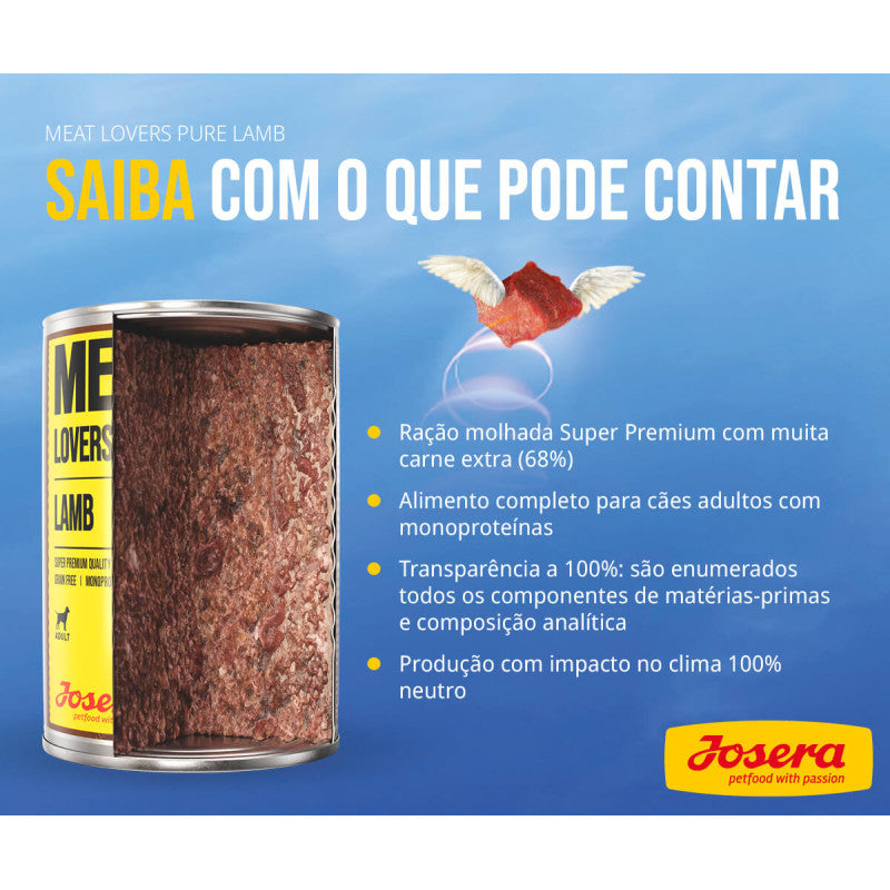 Josera Meat Lovers - Alimento húmido com Carne 100% de borrego [6x400gr]