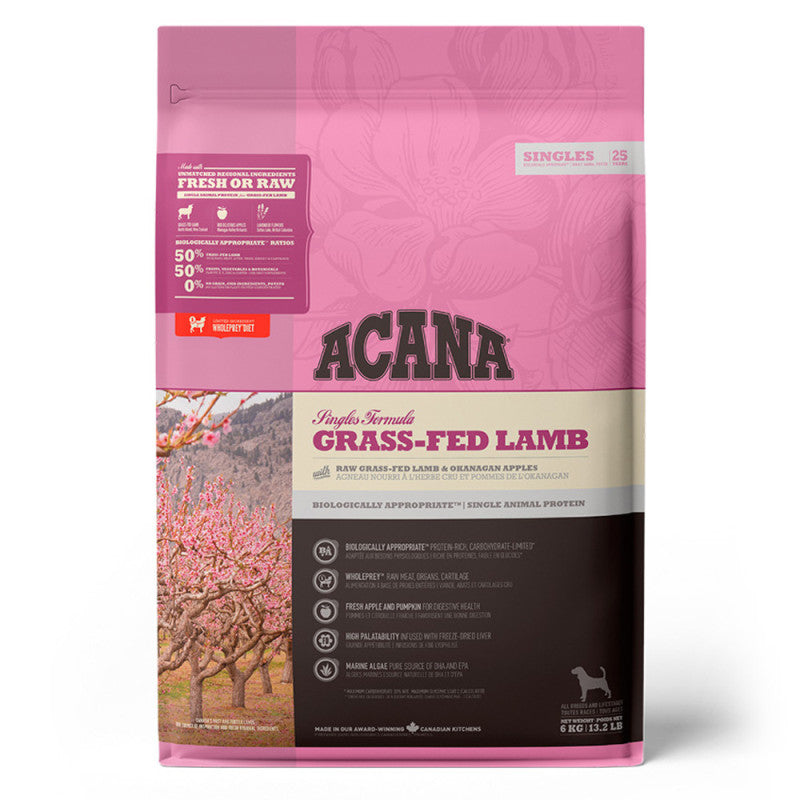 Acana Singles Grass-Fed - Ração seca para cão - Borrego 6kg
