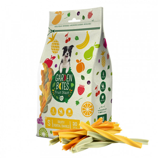 Garden Bites Fruity Dental Swirls - Snacks de Fruta para Cães - S