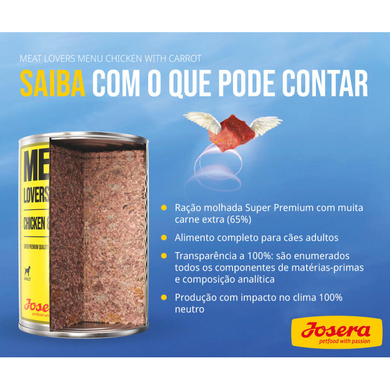 Josera Meat Lovers - Alimento húmido Menu frango e cenoura [6x400gr]